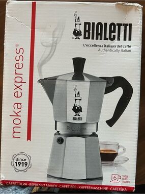 Bialetti Moka Express Stove-Top Espresso Maker - Silver with Black Handle